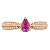 14K Yellow Gold Pear Shape Pink Sapphire & Diamond Peekabo Ring
