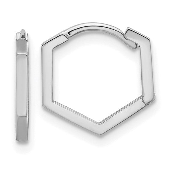 14K White Gold Geometric Hoop Earrings