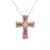 Estate 14kt Yellow Gold 1.5ctw Ruby Diamond Cross 18in