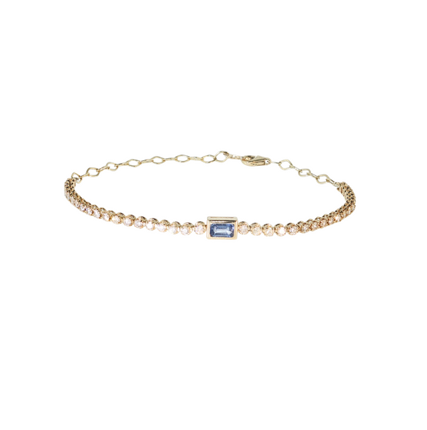 14kt Yellow Gold 1ctw Diamond .40ct Sapphire Buttercup Chain Bracelet 17in
