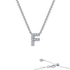 Sterling Silver Initial "F" CZ Block Necklace