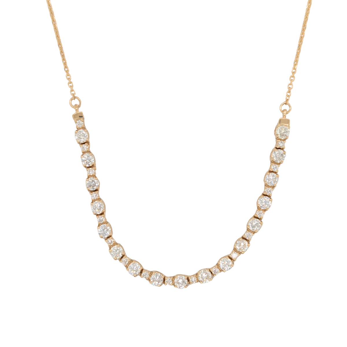 14K Yellow Gold Movable Diamond Curve Necklace 1.38CTW