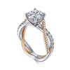 14K Two Tone Sandrine Diamond Twist Engagement Semi-Mount S1659429