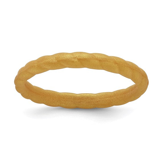 Gold Metallic Silicone 3MM Braided Band - Size 7