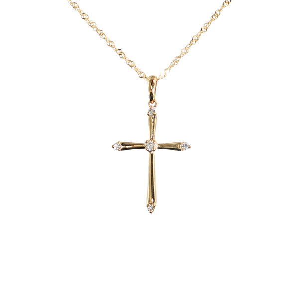 14kt Yellow Gold .10ctw Diamond Cross Necklace