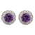 14K White Gold Amethyst Diamond Halo Birthstone Earrings