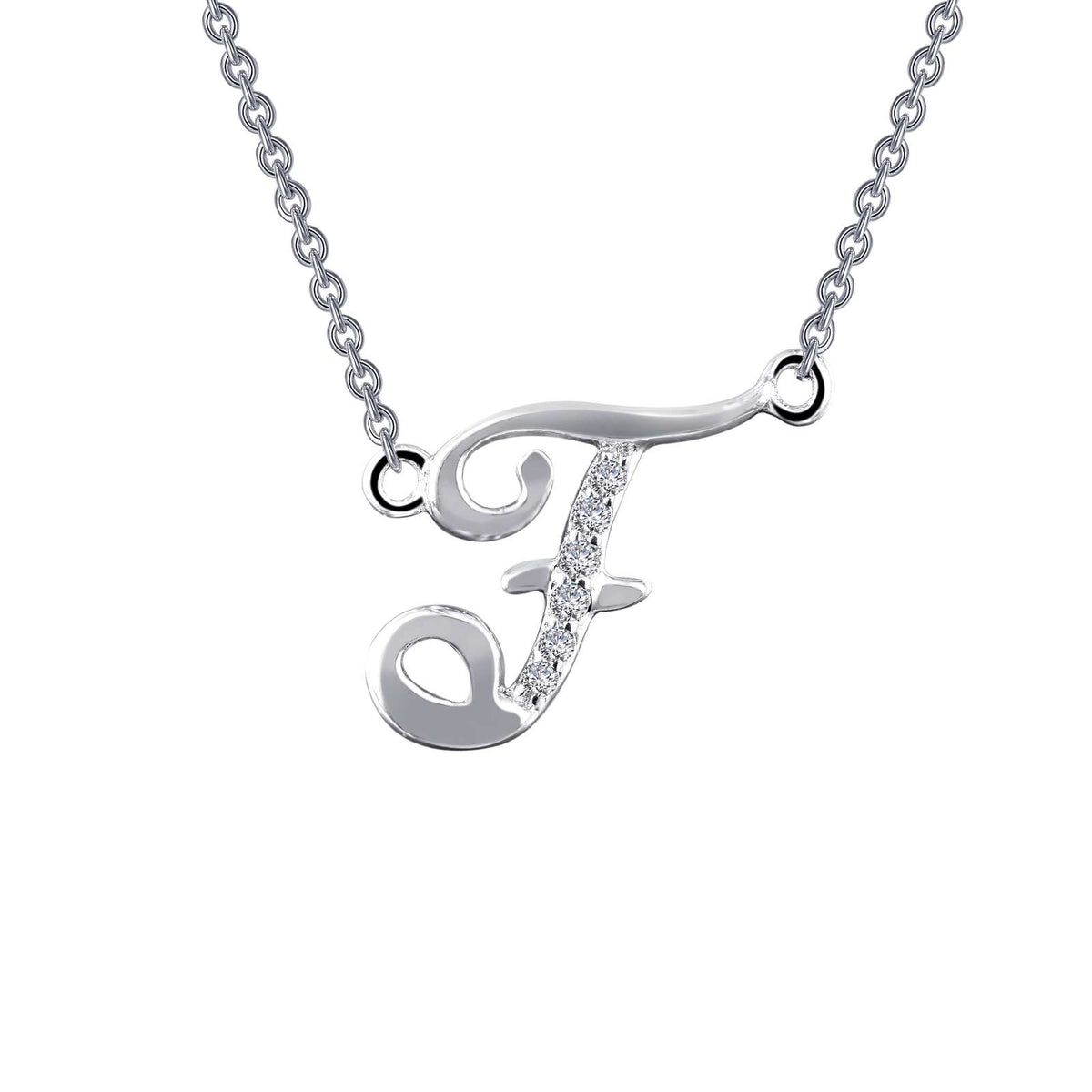 Sterling Silver Initial "D" CZ Script Necklace