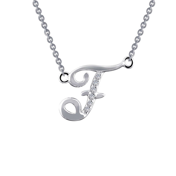 Sterling Silver Initial "D" CZ Script Necklace