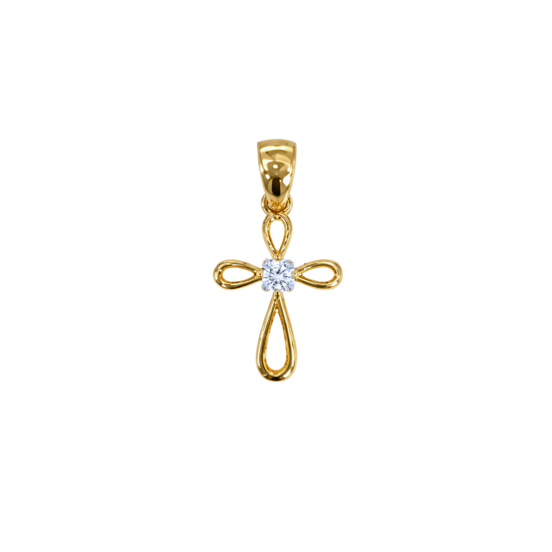 14K YG .04CTW DIAMOND CROSS