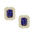 14kt Yellow gold .36ctw Sapphire .16ctw Diamond Halo Studs