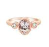 14K Rose Gold Morganite Bezel Set Ring with Diamond Accents