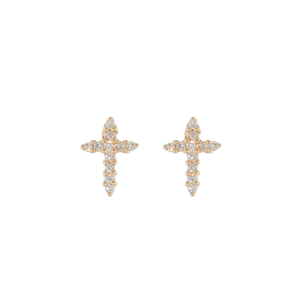 14kt Yellow Gold .23ctw Diamond Cross Studs