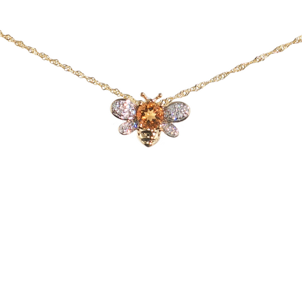 14K YG .43CT CITRINE .12CTW DIA BEE LESLIES 1MM SINGAPORE 18"