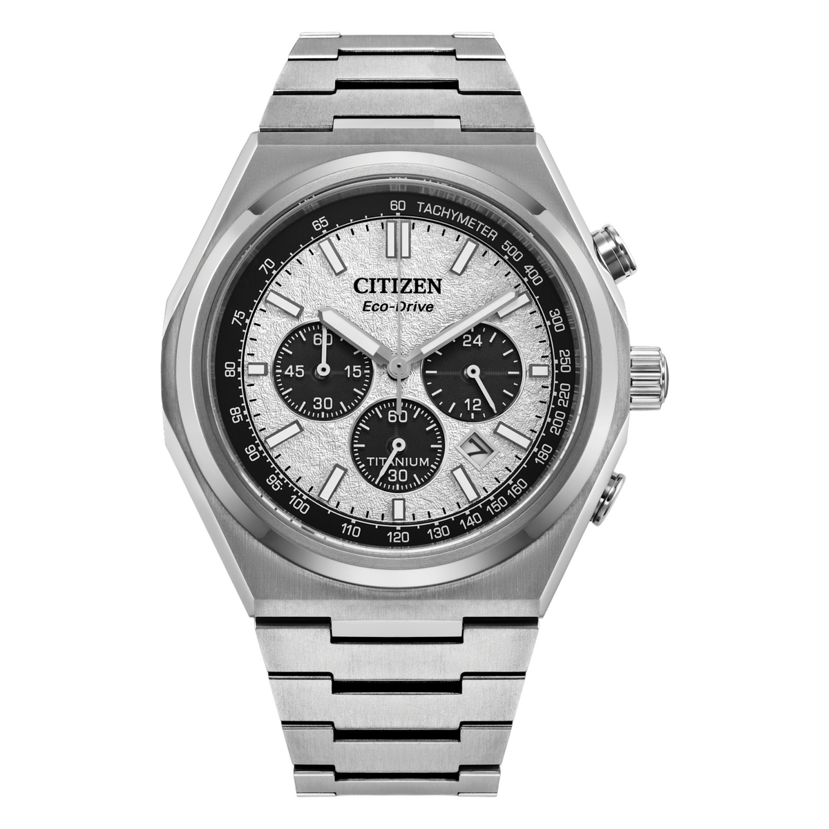 Citizen Eco Drive Zenshin Chrono Titanium Silver Dial Watch CA4610-85A