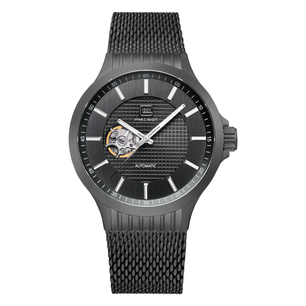 GLOCK GW-13-1-24 Gunmetal Automatic Watch with Small Skeleton Hint.