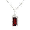 Sterling Silver Emerald Cut Garnet & White Topaz Necklace