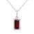 Sterling Silver Emerald Cut Garnet & White Topaz Necklace