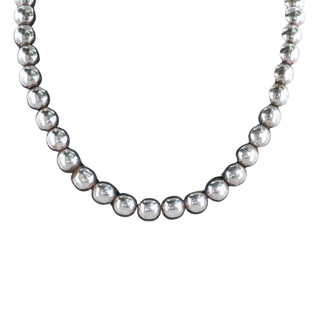 Estate Sterling Sliver Bead Necklace 30in