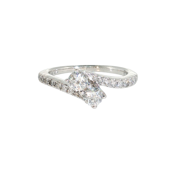 Estate 14kt White Gold Diamond .81ctw Bypass Ring
