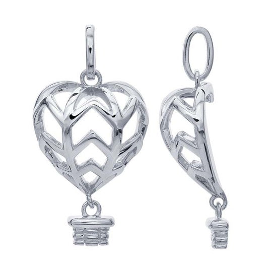 Sterling Silver Heart Shape Hot Air Balloon Necklace 18"