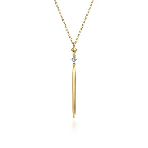 14K Yellow Gold Drop Necklace.