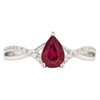 14K White Gold Pear Shape Ruby & Diamond Ring
