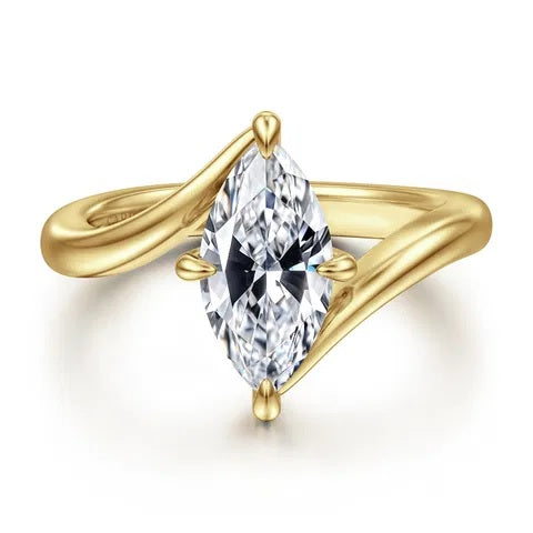 14K YG 14K Yellow Gold Marquis Bypass Ring "Rosette"