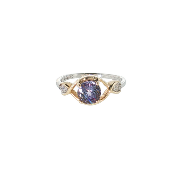 Estate 10kt Two Toned Sapphire and Diamond Ring