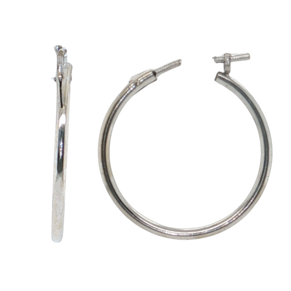 14kt White Gold Thin Hoops