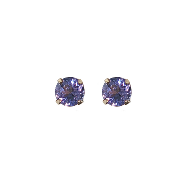 14K Yellow Gold Tanzanite Prong Set Stud Earrings
