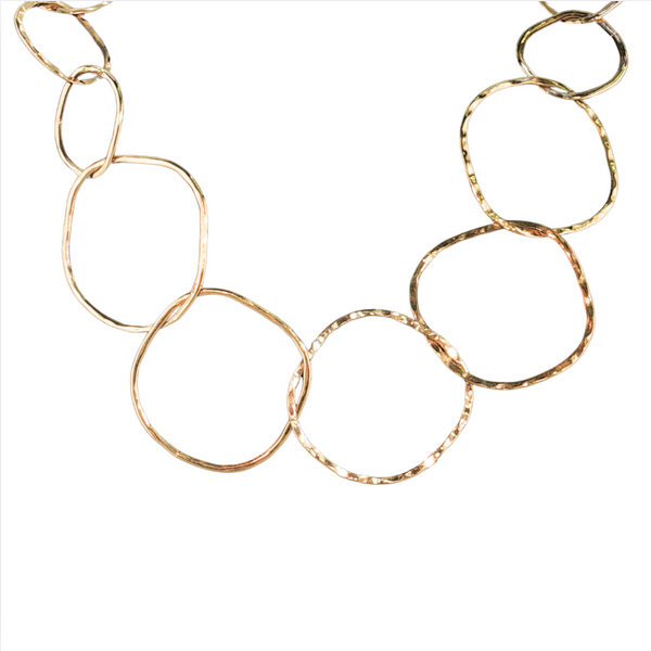 Estate 14kt Yellow Gold Hammered Link Necklace 18in