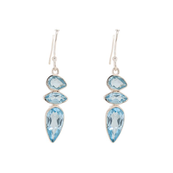 Sterling Silver Topaz Earrings in Blue