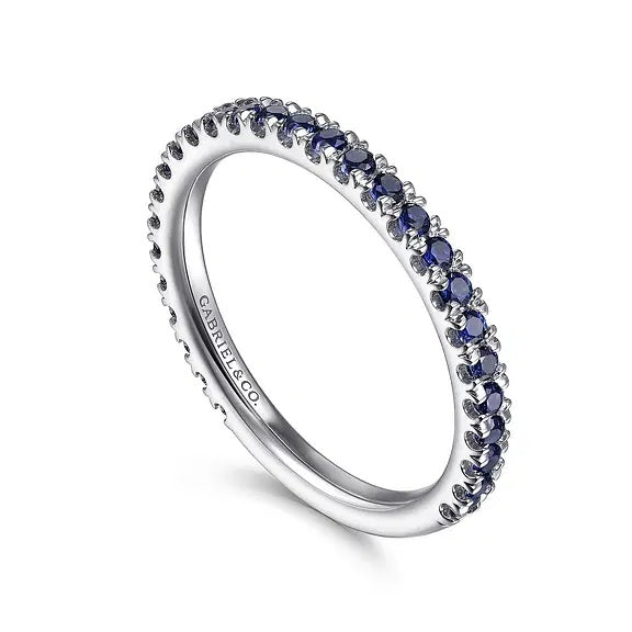 14K White Gold .61CTW Blue Sapphire Prong Set Ring