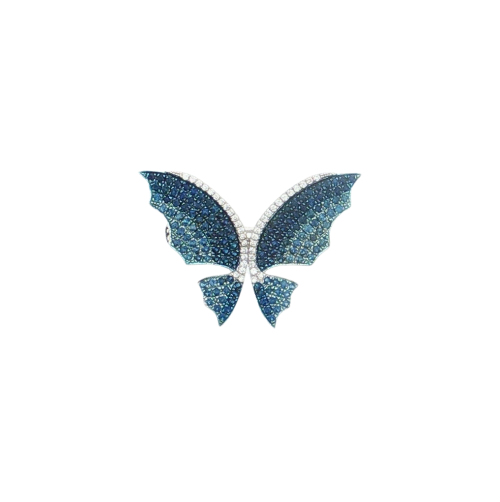 Estate Platinum .90ctw Sapphire .10ctw Diamond Butterfly Pendant and Pin Combo