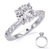 14K White Gold Baguette & Round Diamond Engagement Semi-Mount