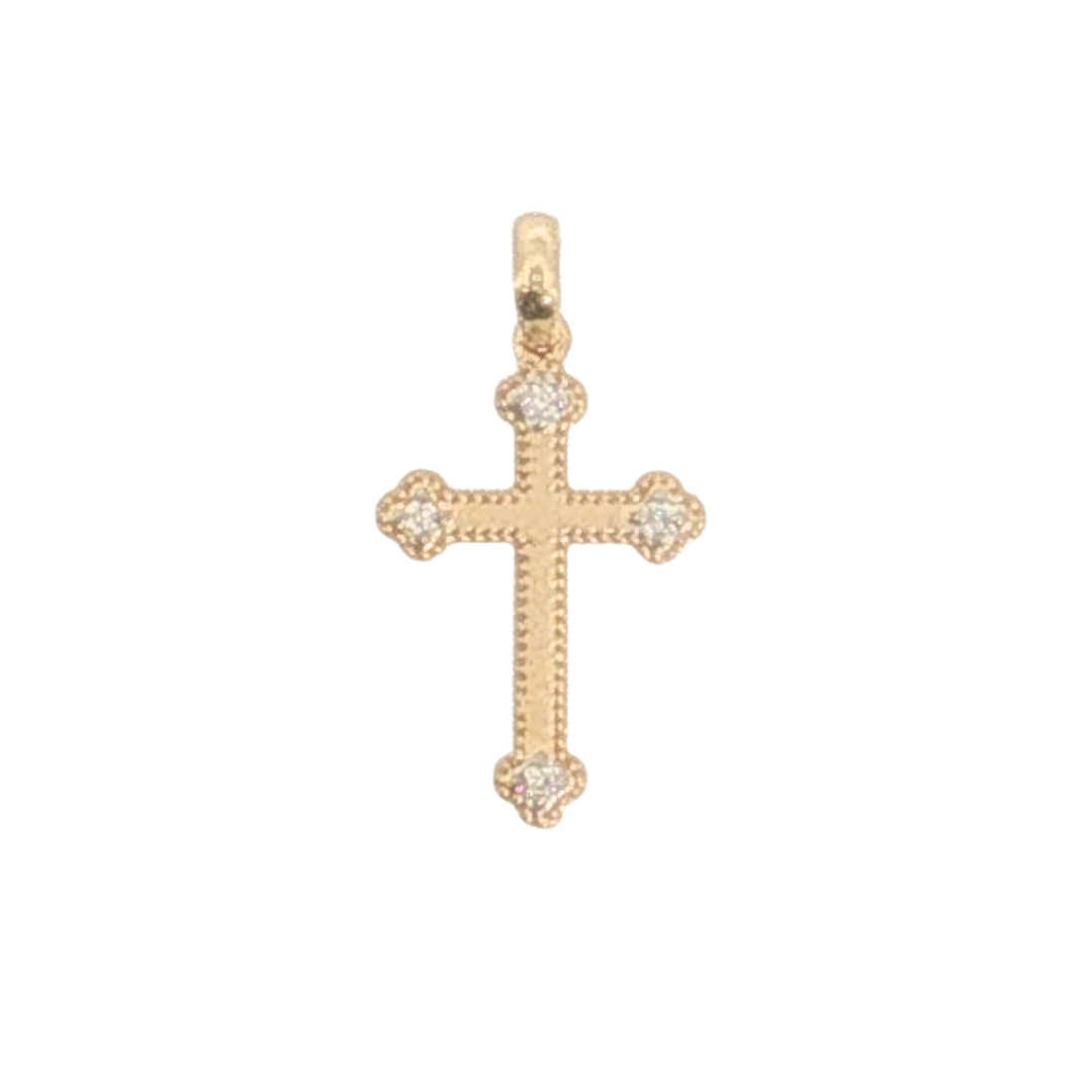 14K YG .02CTW DIAMOND CROSS