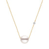 14K yellow Gold Akoya Pearl Necklace with Diamond Accent