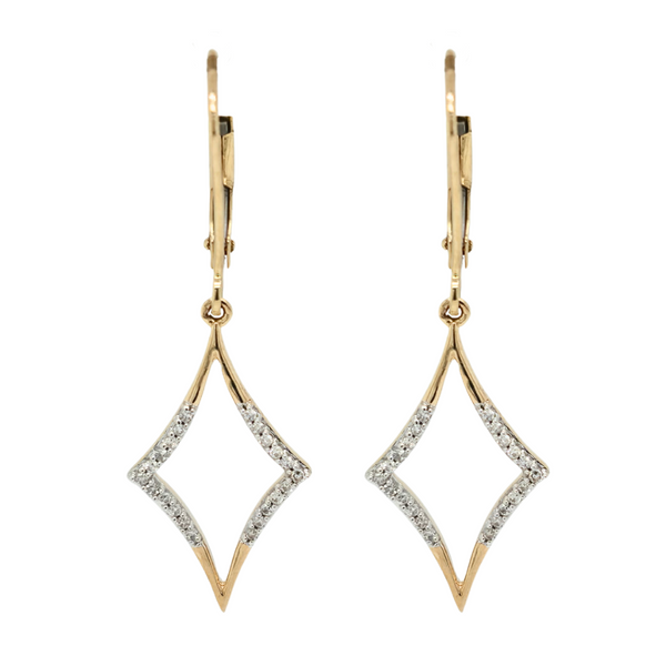 10kt Yellow Gold .15ctw Diamond Dangle Leverbacks