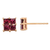 14K Yellow Gold Ruby Prong Set Square Earrings
