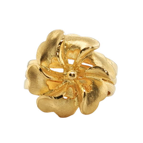 Estate 24kt Yellow Gold Flower Ring