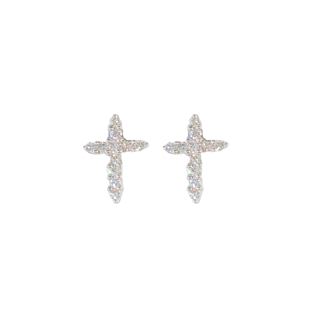 14kt White Gold .23ctw Diamond Cross Studs
