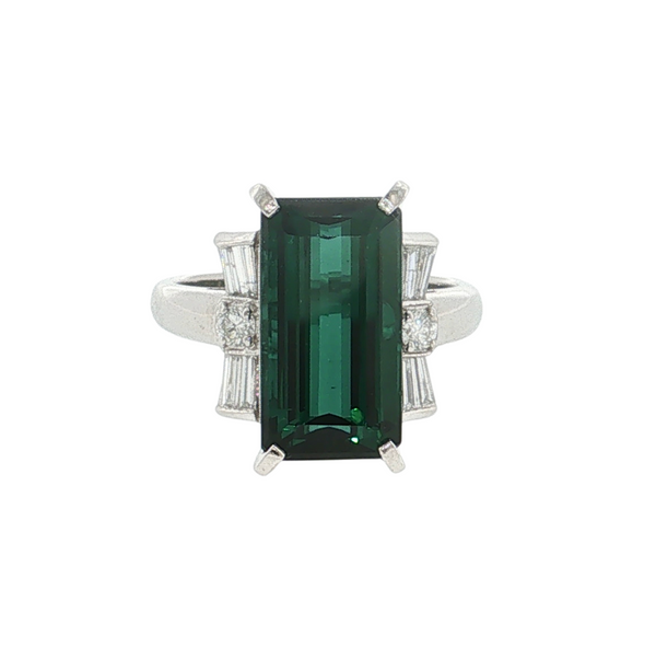 Estate Platinum 5.98ct Tourmaline .34ctw Diamond Ring