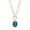 14K Yellow Gold Blue Topaz Chain Necklace with Diamonds