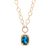 14K Yellow Gold Blue Topaz Chain Necklace with Diamonds