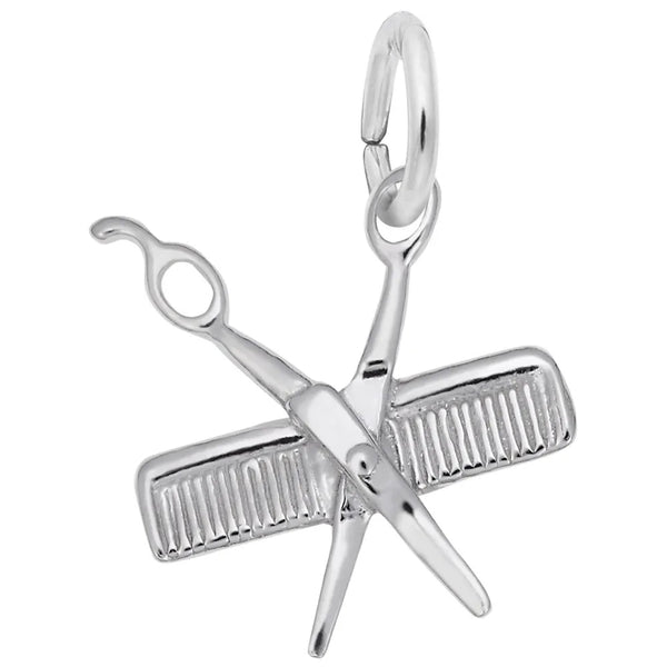 Sterling Silver Comb & Sisscors Charm.