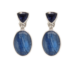 Sterling Silver Blue Kyanite and Iolite Earrings