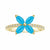 18K Yellow Gold Turquoise Flower Ring.