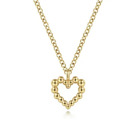 17.5" Bujukan 14K Yellow Gold Heart Necklace