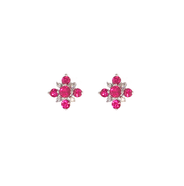 14K WG .79CTW RUBY .07CTW DIA STUDS