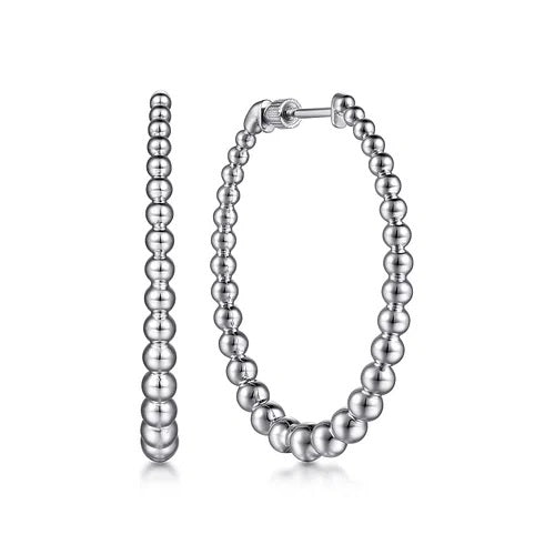 Sterling Silver Bujukan Graduated 40mm Classic Hoop Earrings